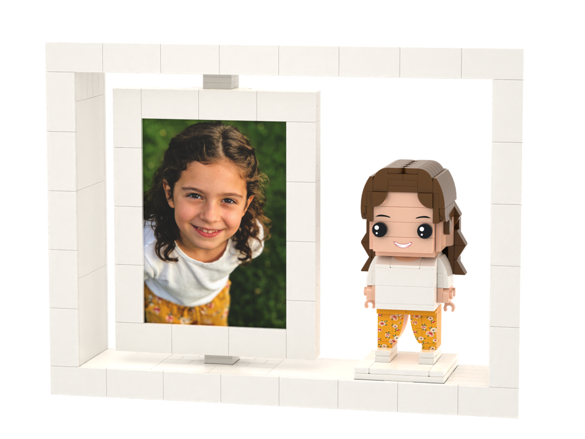 Custom Brick Figure Photo Frame – One Person – Square Face product example
