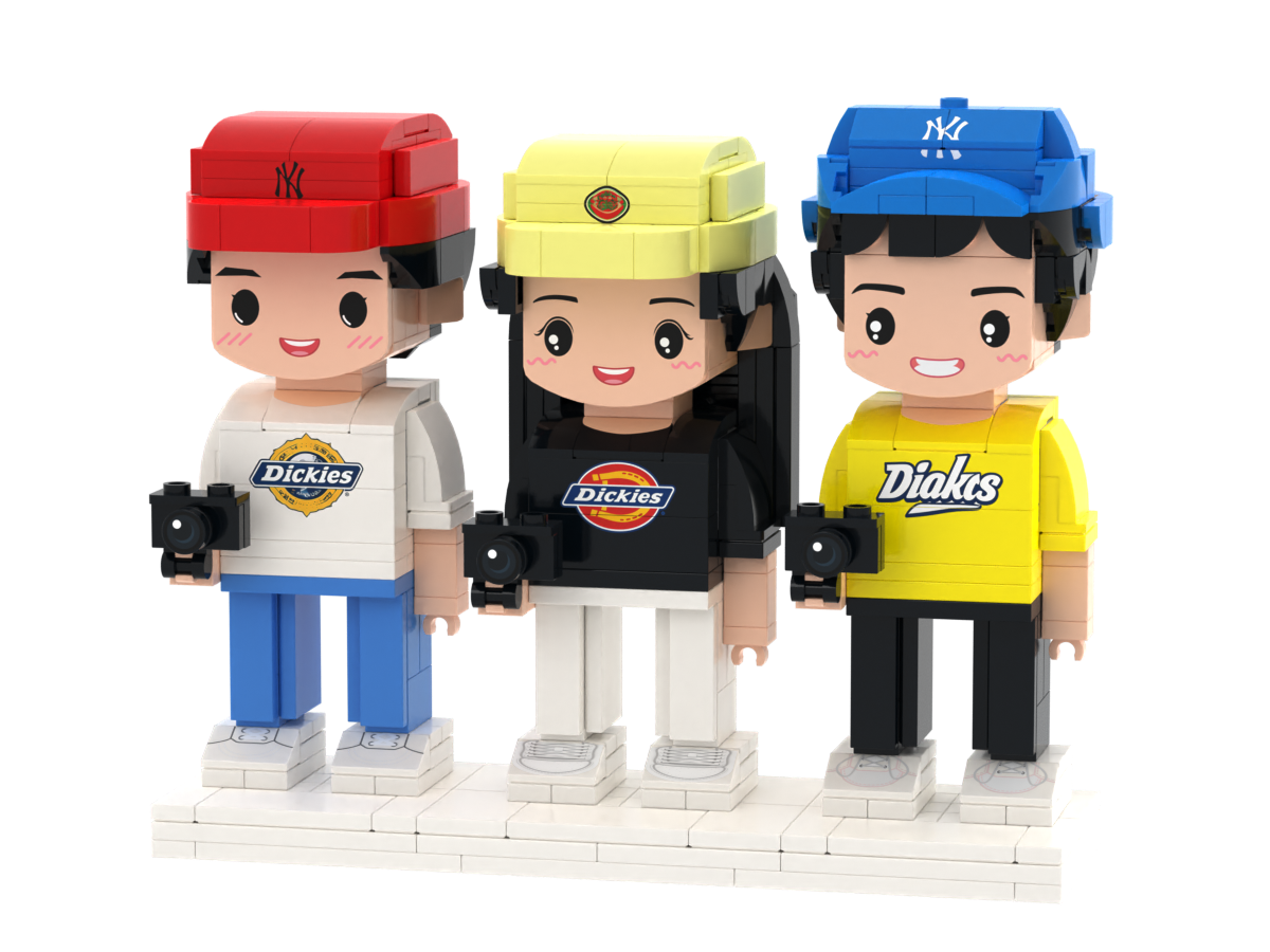 Custom Brick Figure Set – Three People Standing – Round Face product example