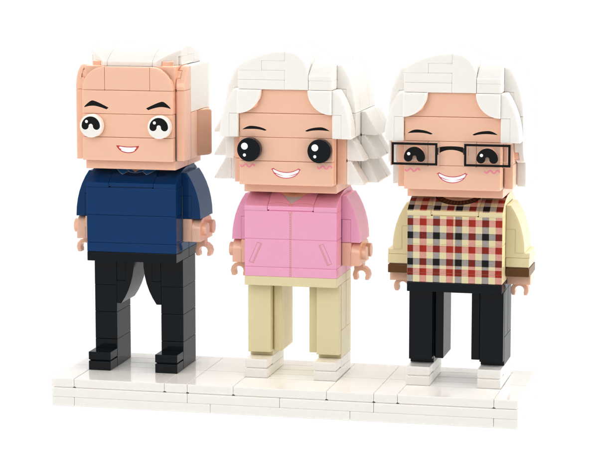 Custom Brick Figure Set – Three People Standing – Square Face product example