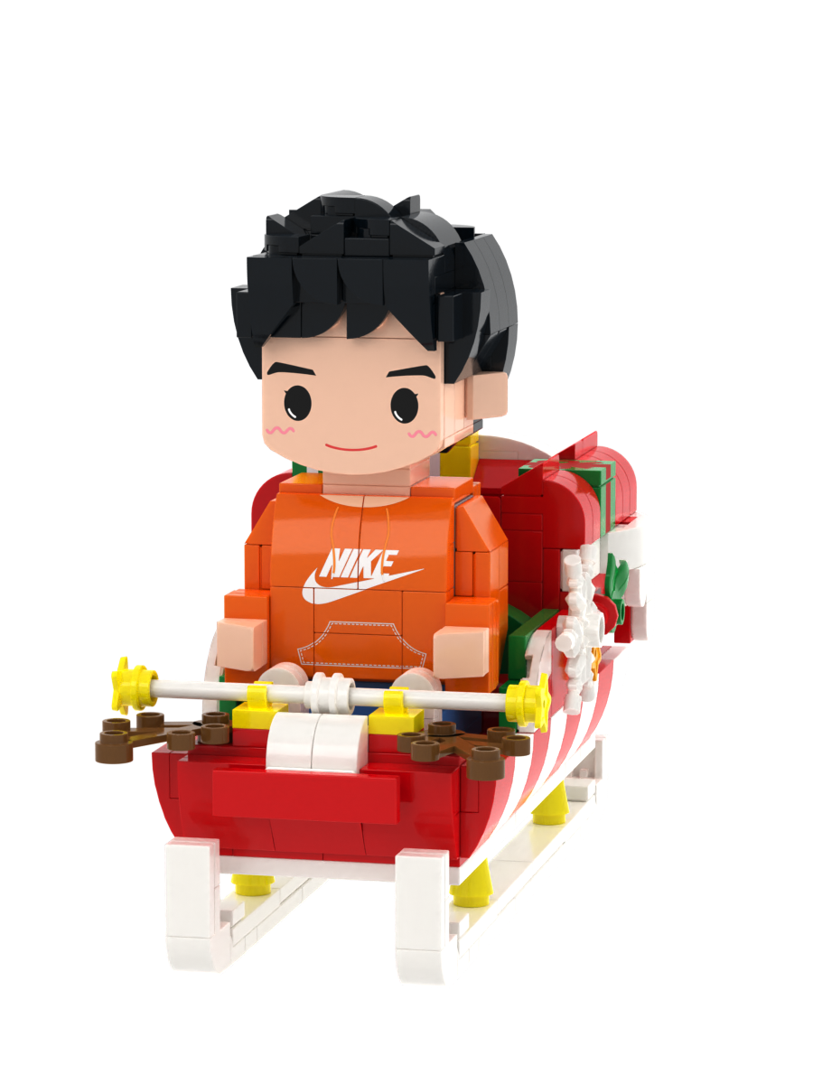 Custom Brick Christmas Sleigh Pen Holder – One Person – Round Face product example
