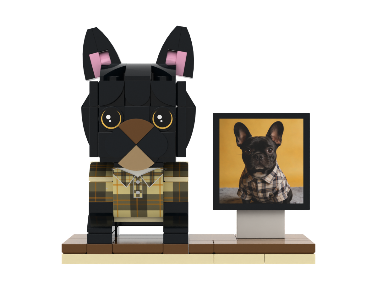 Custom Dog Brick Figure with Photo Display – Style A product example