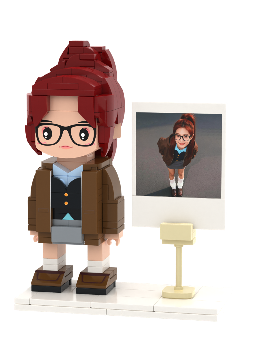 Custom Brick Figure with Instant Photo Display – One Person – Round Face product example