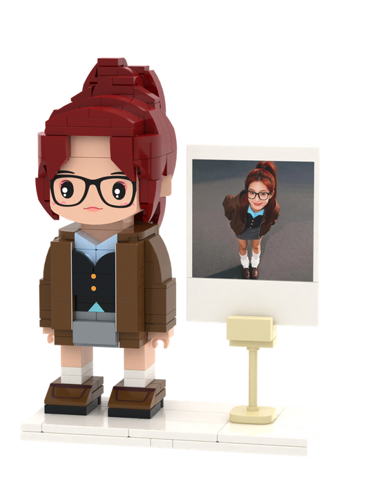 Custom Brick Figure with Instant Photo Display – One Person – Round Face product example