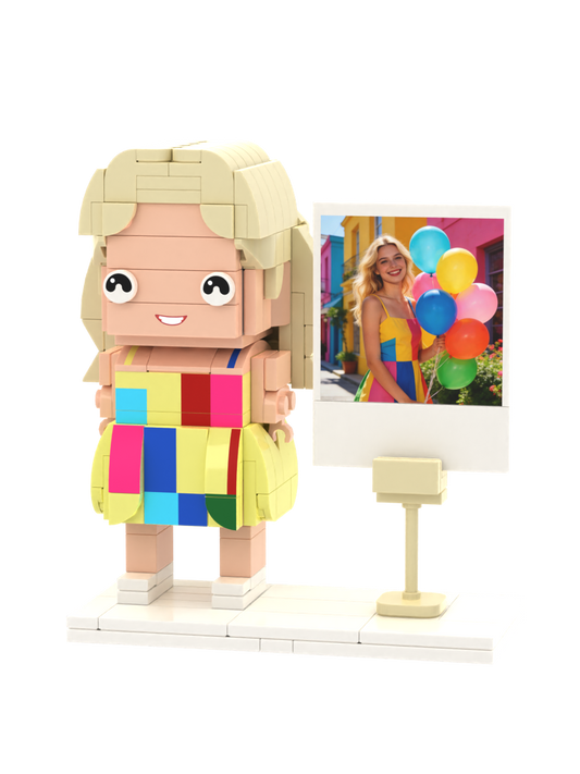 Custom Brick Figure with Instant Photo Display – One Person – Square Face product example