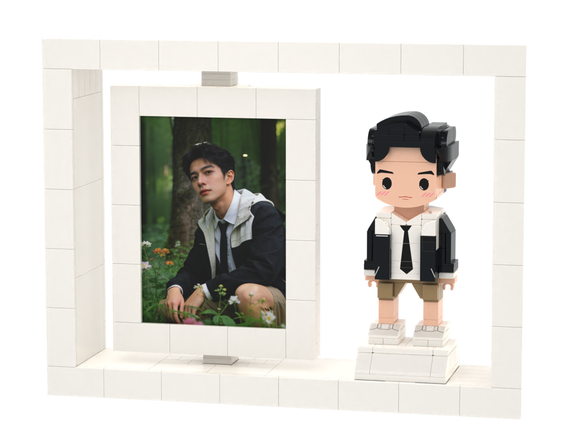 Custom Brick Figure Photo Frame – One Person – Round Face product example