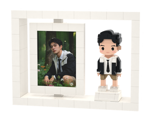 Custom Brick Figure Photo Frame – One Person – Round Face product example