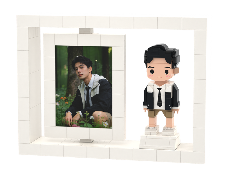 Custom Brick Figure Photo Frame – One Person – Round Face product example