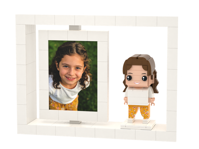 Custom Brick Figure Photo Frame – One Person – Square Face product example
