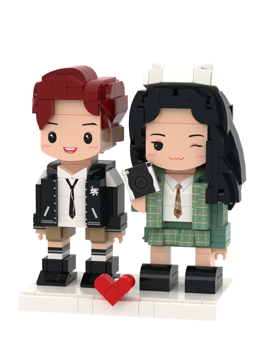 Custom Brick Figure Set – Two People Standing – Round Face product example