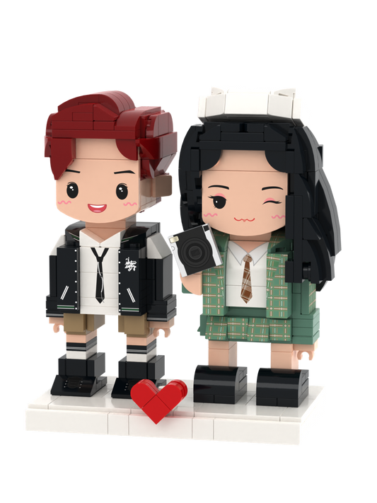 Custom Brick Figure Set – Two People Standing – Round Face product example