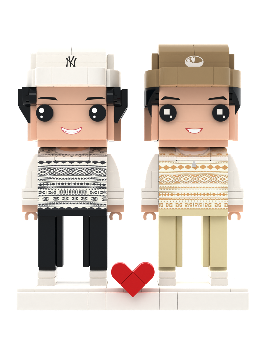 Custom Brick Figure Set – Two People Standing – Square Face product example