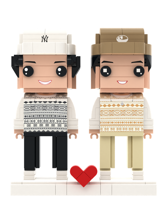 Custom Brick Figure Set – Two People Standing – Square Face product example