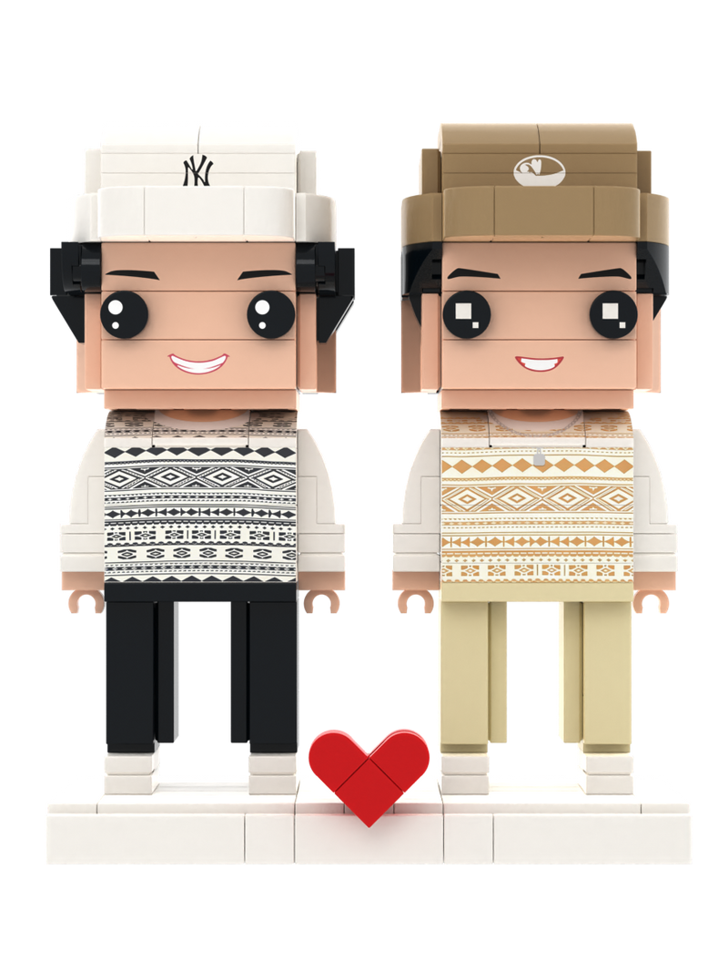 Custom Brick Figure Set – Two People Standing – Square Face product example