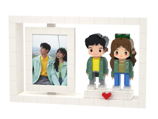 Custom Brick Figure Photo Frame – Two People – Round Face product example
