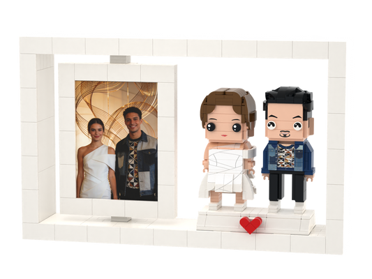 Custom Brick Figure Photo Frame – Two People – Square Face product example