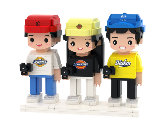 Custom Brick Figure Set – Three People Standing – Round Face product example