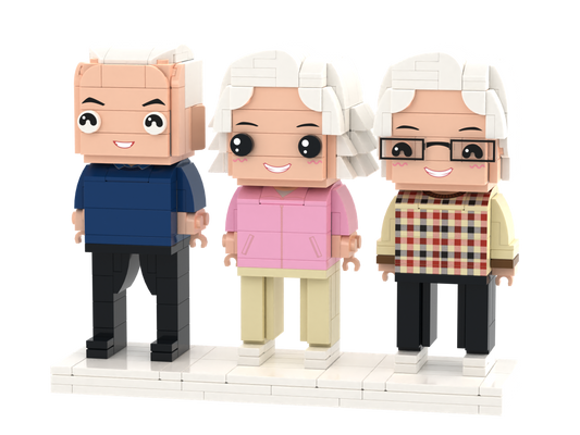 Custom Brick Figure Set – Three People Standing – Square Face product example