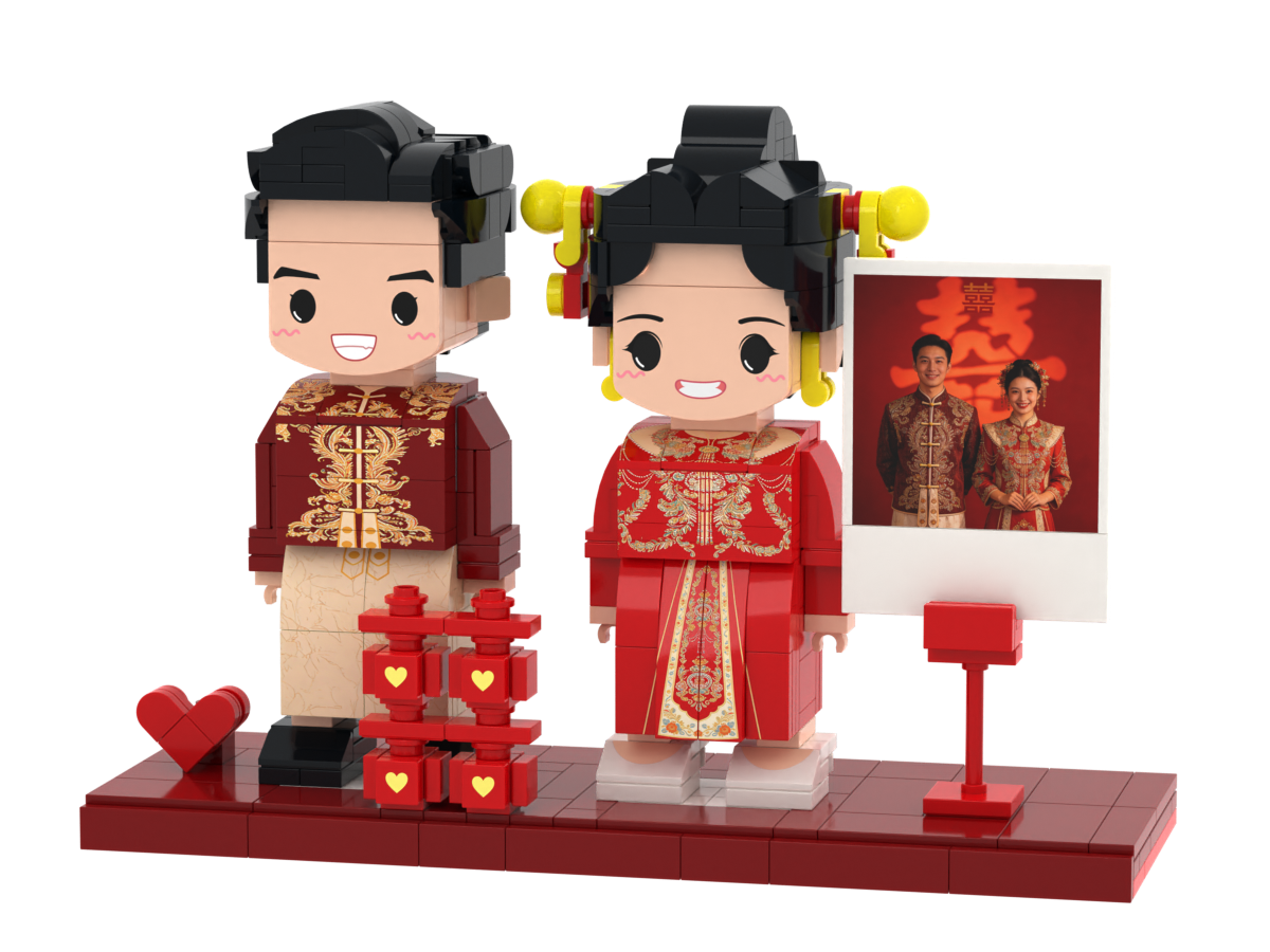 Custom Brick Wedding Scene – Chinese Double Happiness – Round Face product example