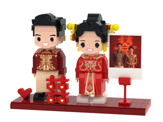 Custom Brick Wedding Scene – Chinese Double Happiness – Round Face product example