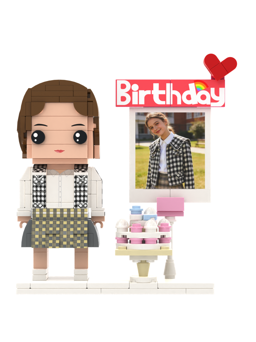 Custom Brick Birthday Scene – One Person, Simple Celebration – Square Face product example