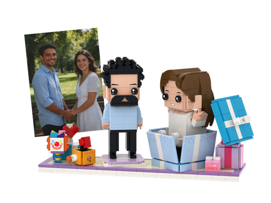 Custom Brick Couple Scene – Amusement Park – Square Face product example