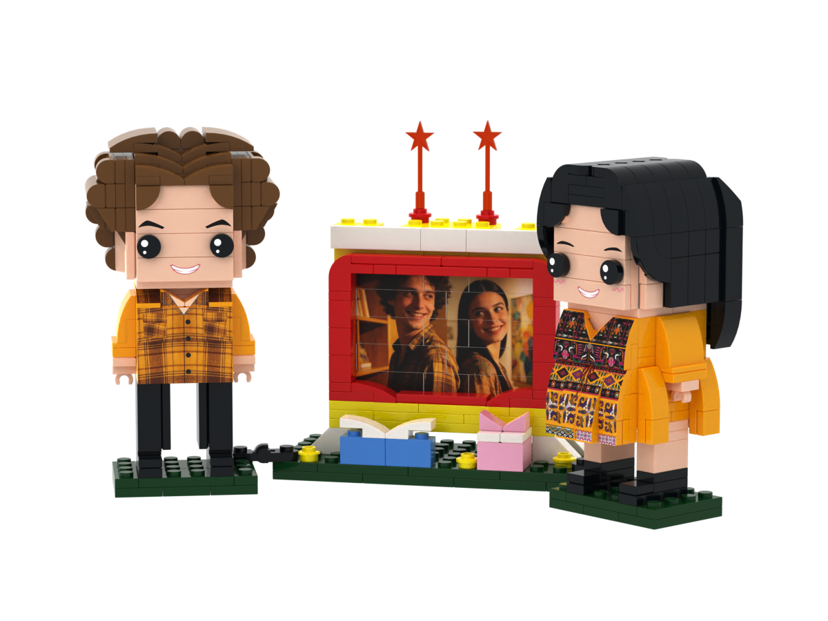 Custom Brick Couple TV Photo Frame – Square Face product example