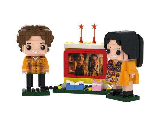 Custom Brick Couple TV Photo Frame – Square Face product example