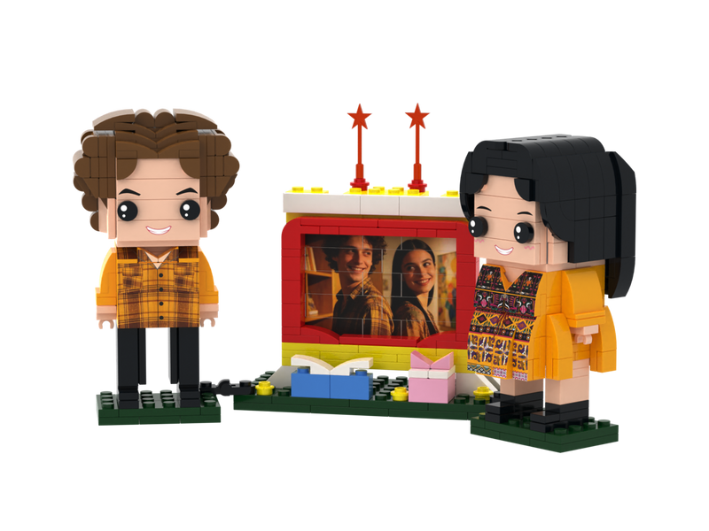 Custom Brick Couple TV Photo Frame – Square Face product example