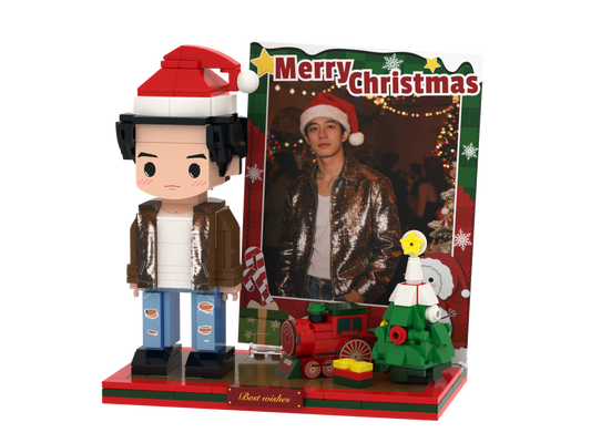 Custom Brick Christmas Photo Display – One Person – Round Face product example