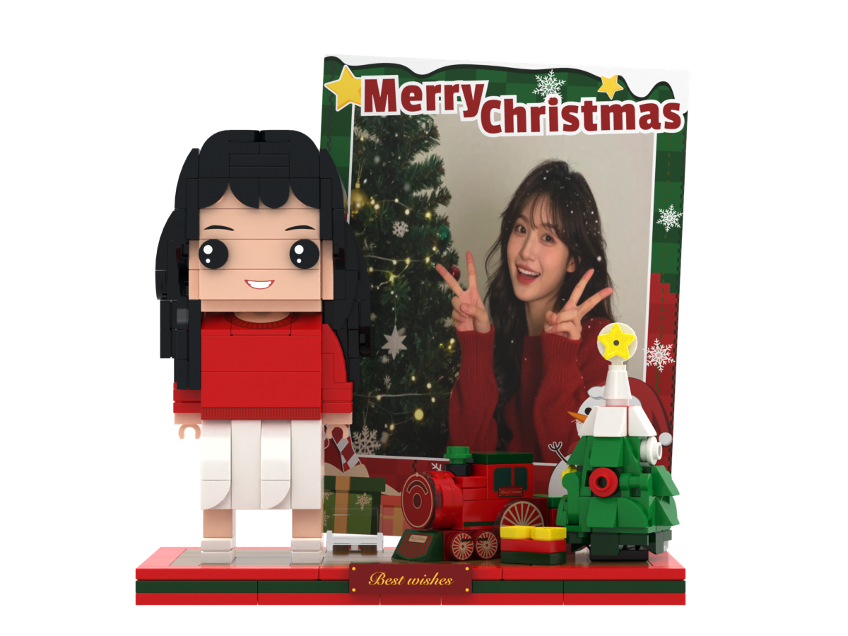 Custom Brick Christmas Photo Display – One Person – Square Face product example