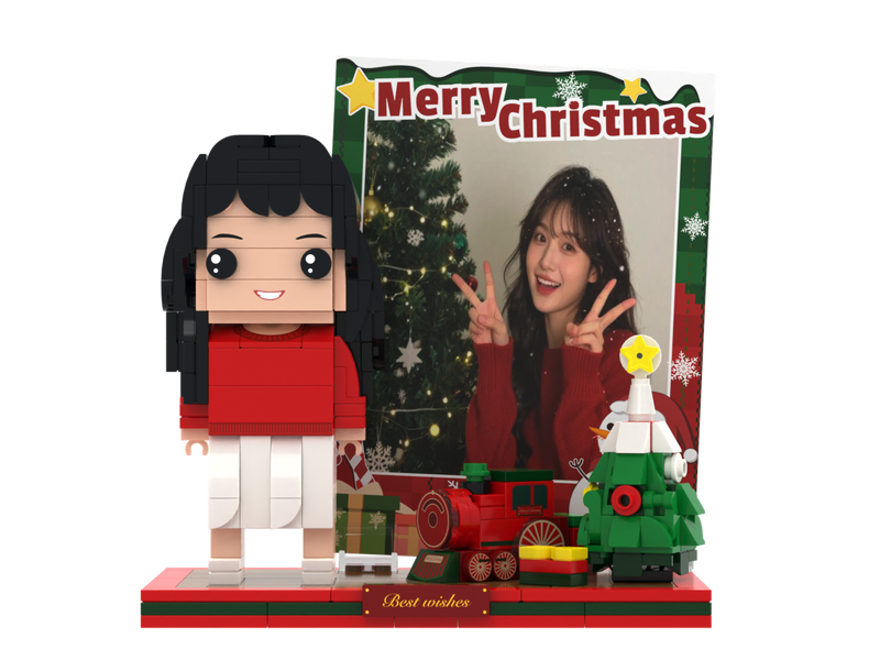 Custom Brick Christmas Photo Display – One Person – Square Face product example