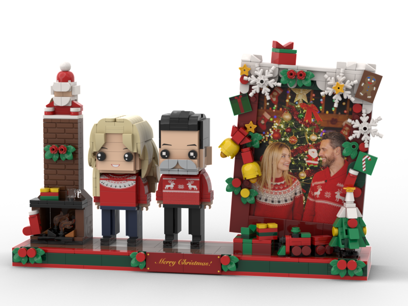 Custom Brick Christmas Photo Display – Two People – Square Face product example