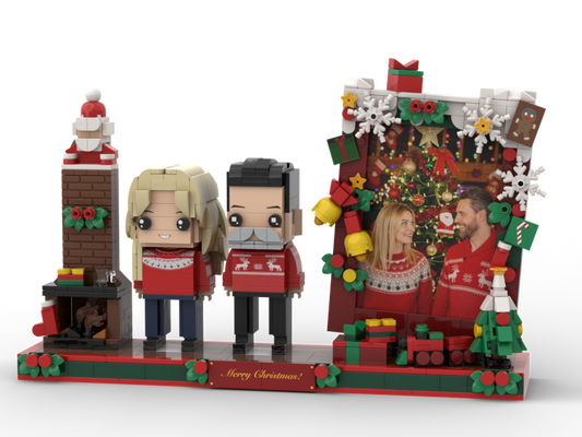 Custom Brick Christmas Photo Display – Two People – Square Face product example