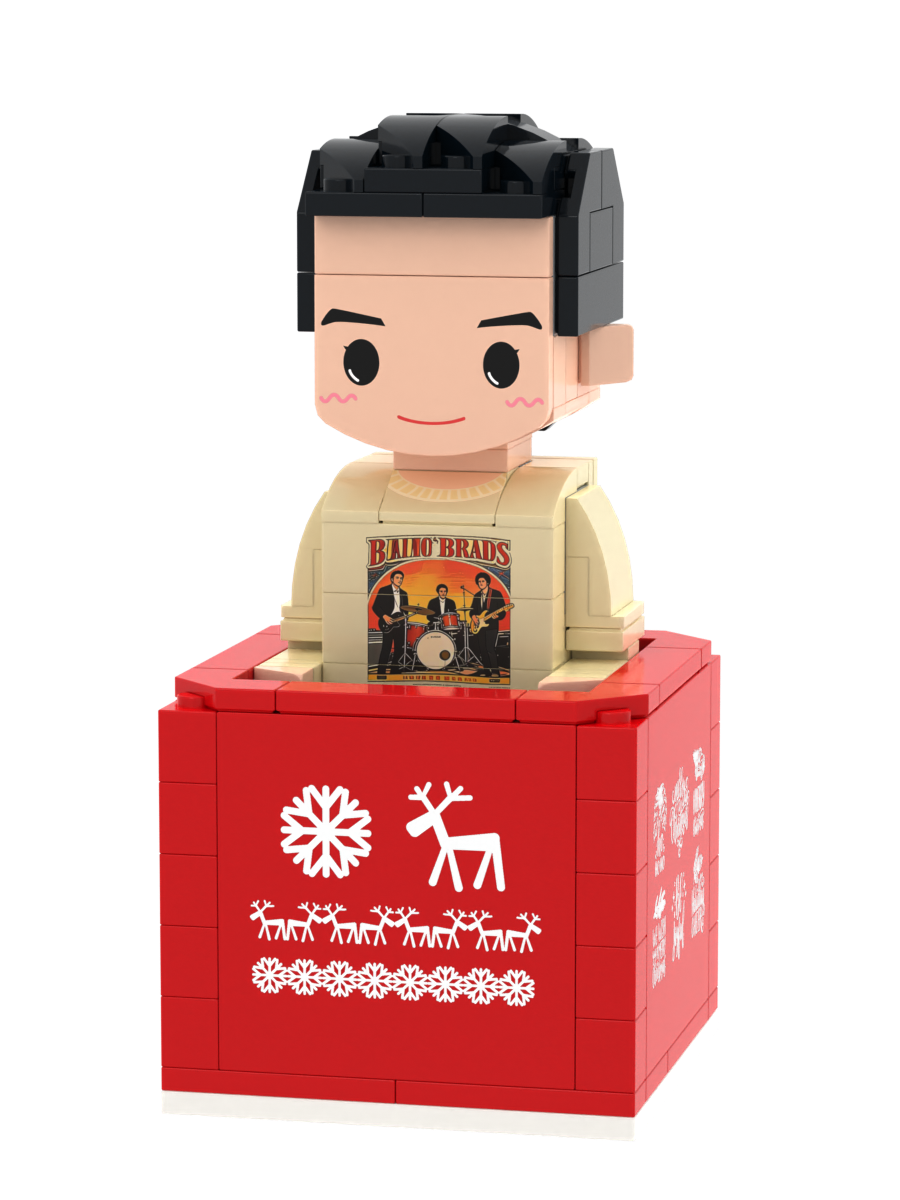 Custom Brick Christmas Gift Box Scene – One Person Seated – Round Face product example
