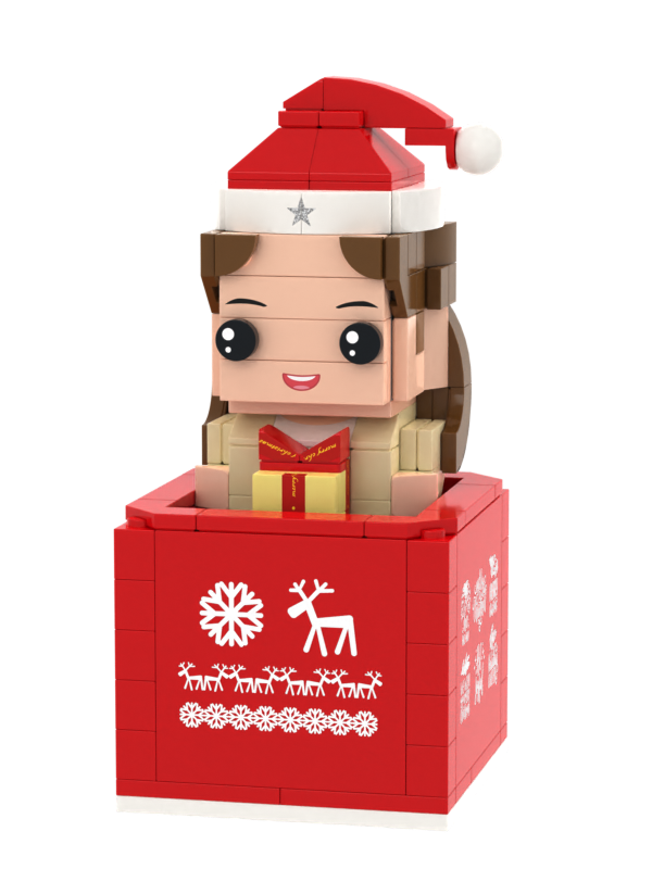 Custom Brick Christmas Gift Box Scene – One Person Seated – Square Face product example