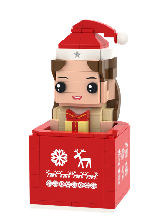 Custom Brick Christmas Gift Box Scene – One Person Seated – Square Face product example