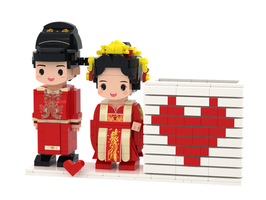 Custom Brick Couple Heart Pen Holder – Round Face product example