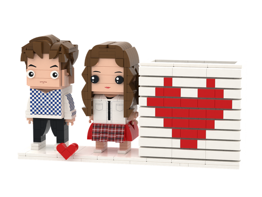 Custom Brick Couple Heart Pen Holder – Square Face product example