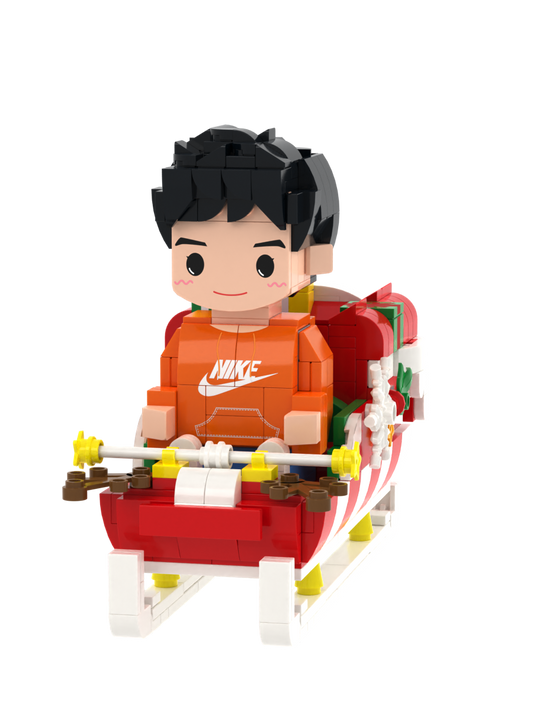Custom Brick Christmas Sleigh Pen Holder – One Person – Round Face product example