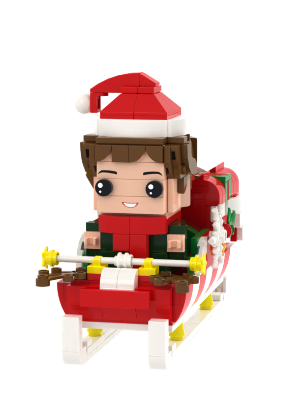 Custom Brick Christmas Sleigh Pen Holder – One Person – Square Face product example