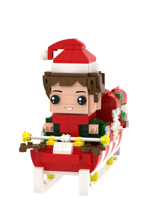Custom Brick Christmas Sleigh Pen Holder – One Person – Square Face product example