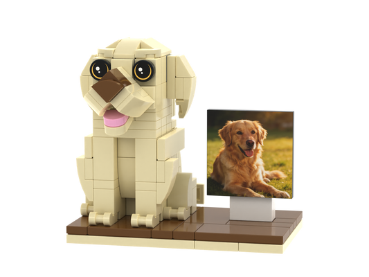 Custom Dog Brick Figure with Photo Display – Style B product example