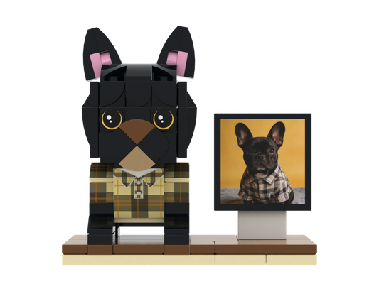Custom Dog Brick Figure with Photo Display – Style A product example