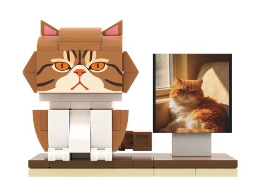 Custom Cat Brick Figure with Photo Display – Style A product example